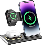 Oplaadstation inductivo wireless con illuminazione LED inclinata 4-in-1 - Caricatore rapido per iPhone AirPods e Apple Watch - Adatto per diversi modelli. Oplaadstation