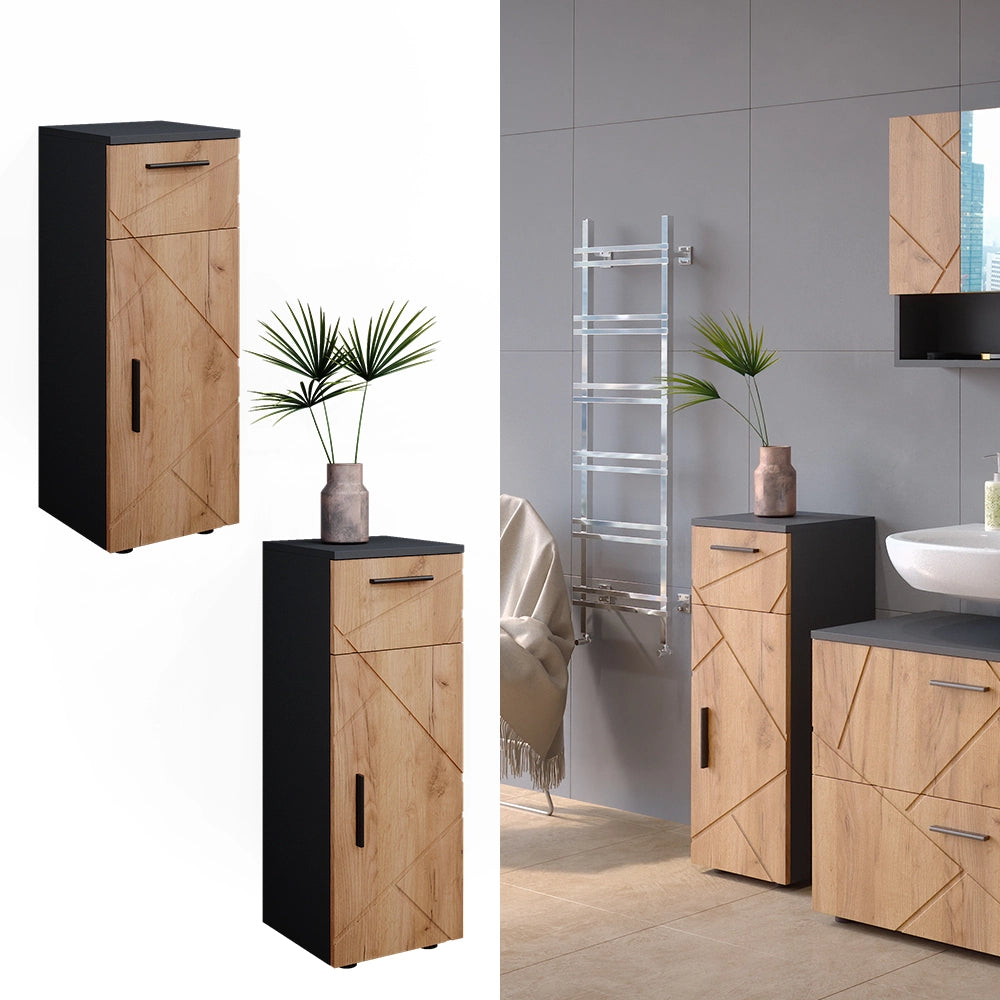 Mobiletto bagno Irma Rovere dorato/Antracite 30 x 81 cm Vicco