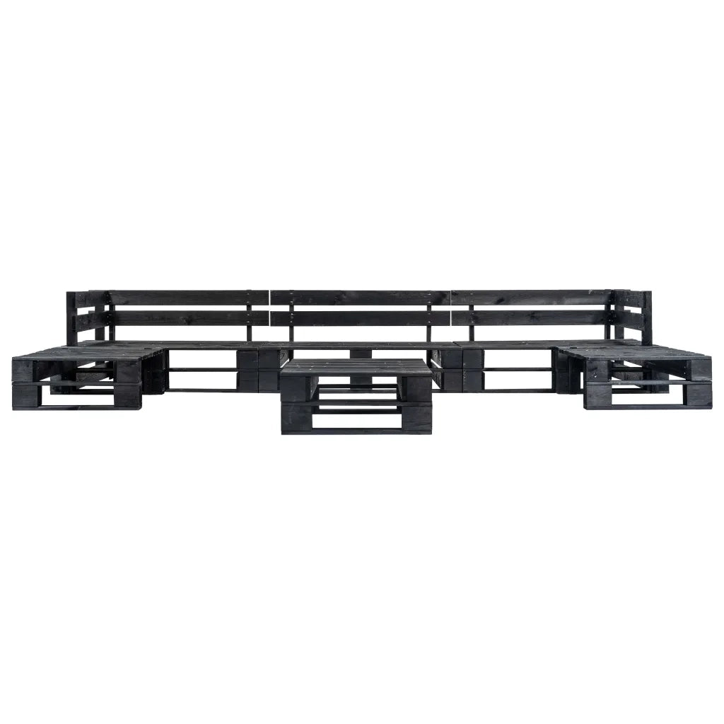 Set Divani da Giardino su Pallet 6 pz Nero in Legno 277432
