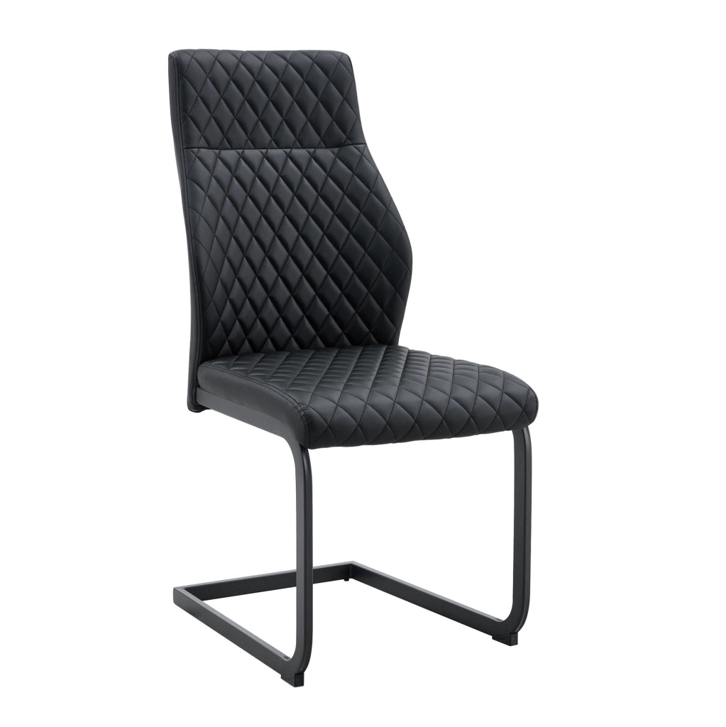 Set di 2 sedie da pranzo con schienale alto 100 cm; in PU nero e metallo nero