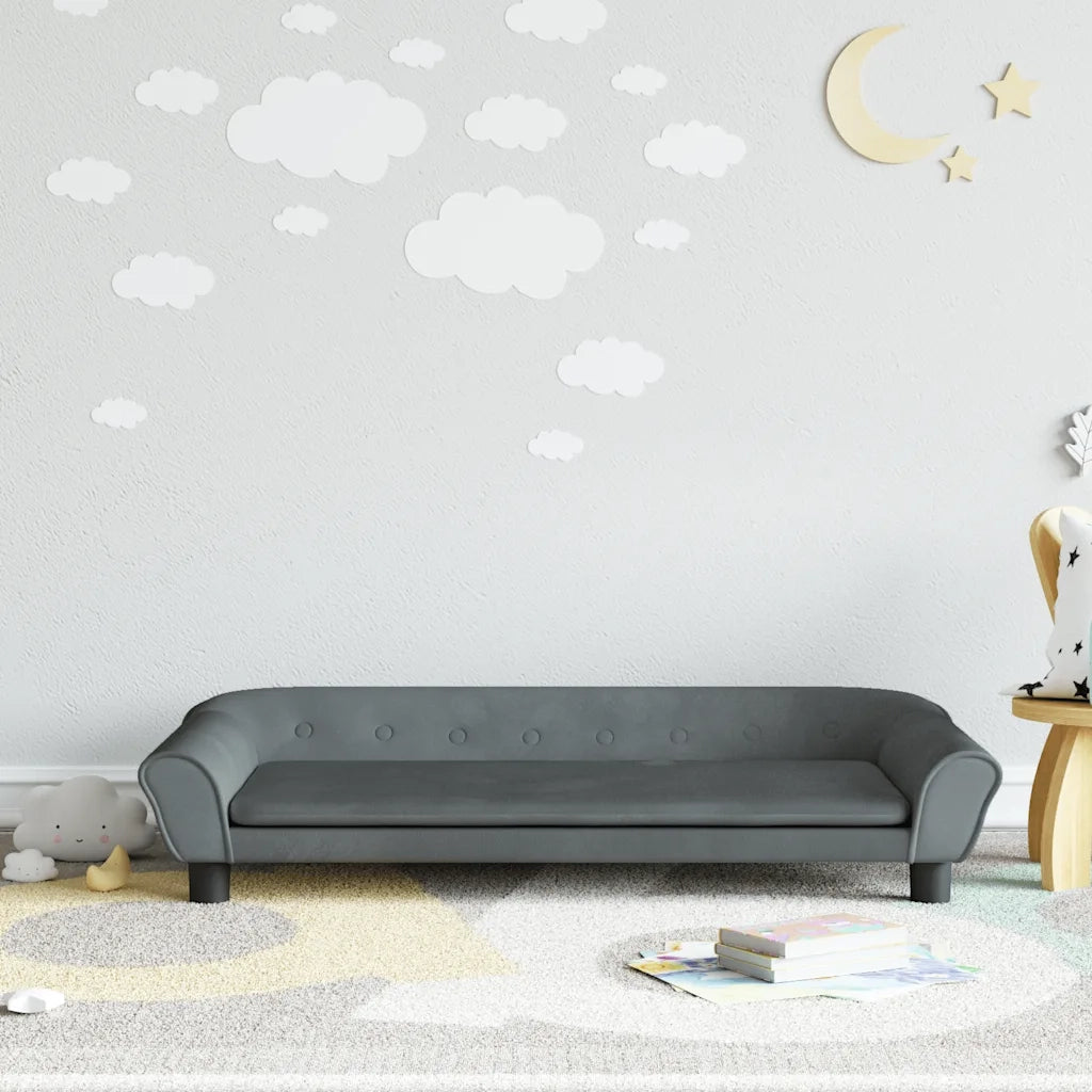 Divano per Bambini-Sofa-Divanetto Grigio Scuro 100x50x26 cm in Velluto
