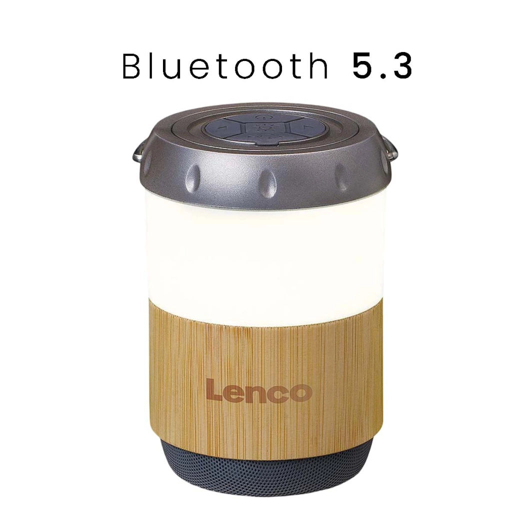 Lanterna LED con Cassa Bluetooth 5.3 Portatile in Bambù IPX4 Marrone Lenco