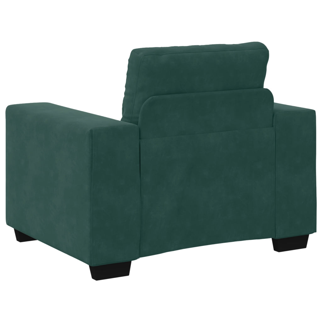 Set di divani 3 pezzi con cuscini in velluto verde scuro