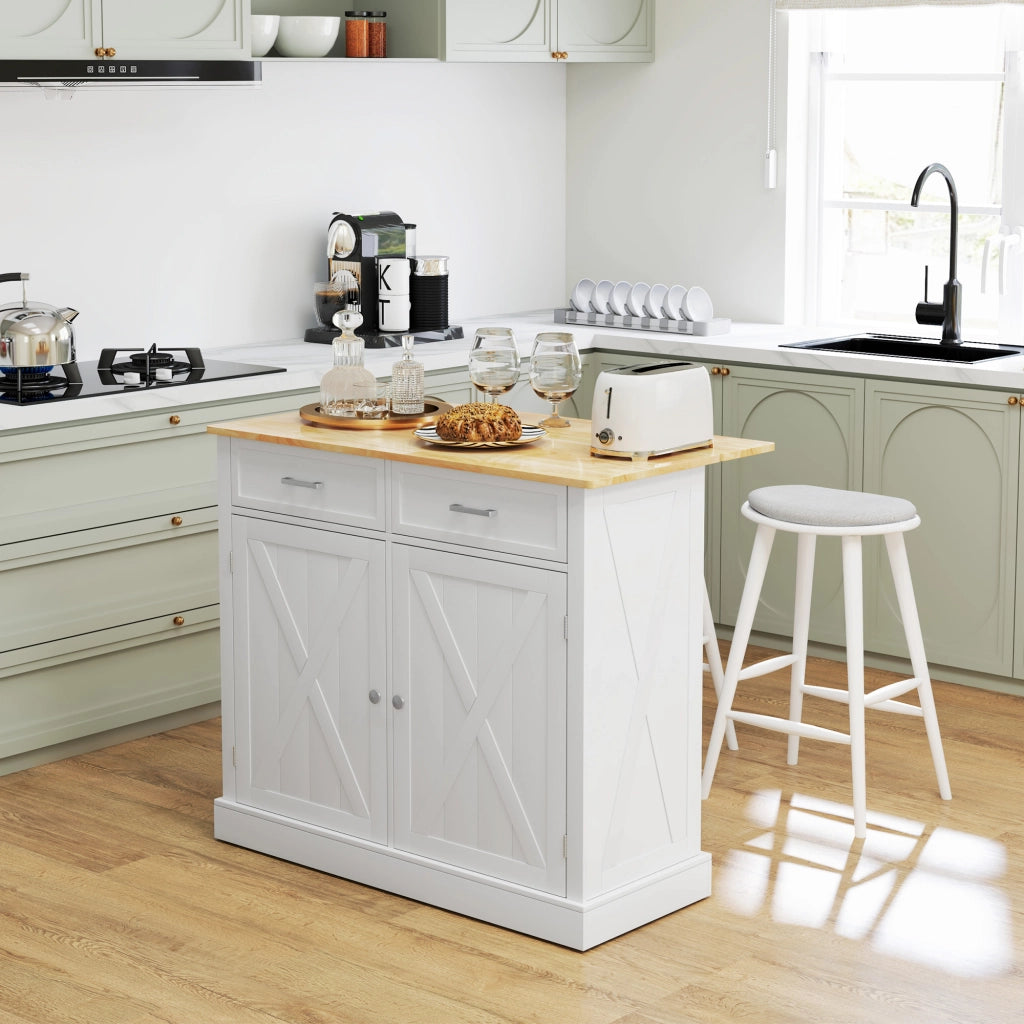 Tavolo da cucina allungabile con piano in legno e ruote ¨C zephmum ¨C 105x60x90,5 bianco