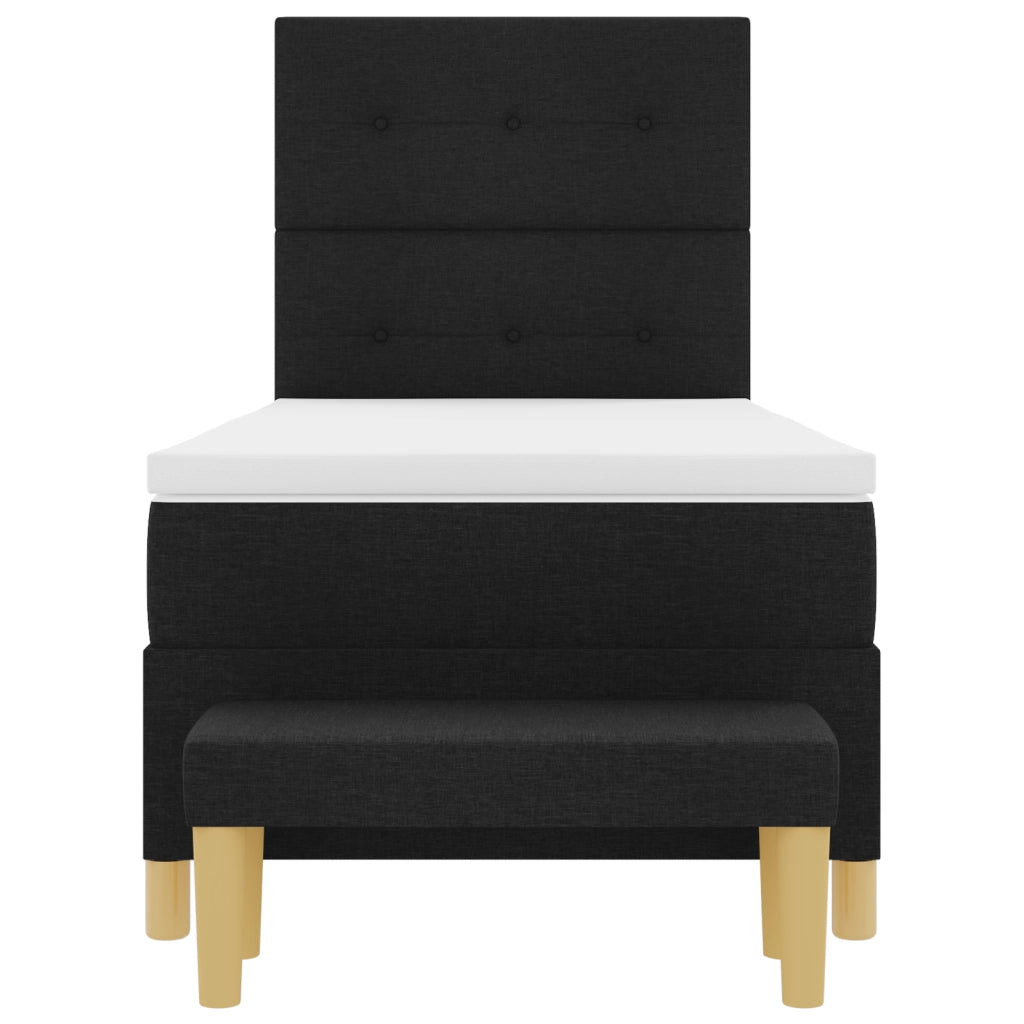 Letto a Reticolo con Materasso e Panchina Nera 80x200 cm Tessuto