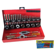 Trade Shop - Set 32 Pezzi Cassetta Kit Filiera Per Filettatura Maschi E Femmine Hx32td -