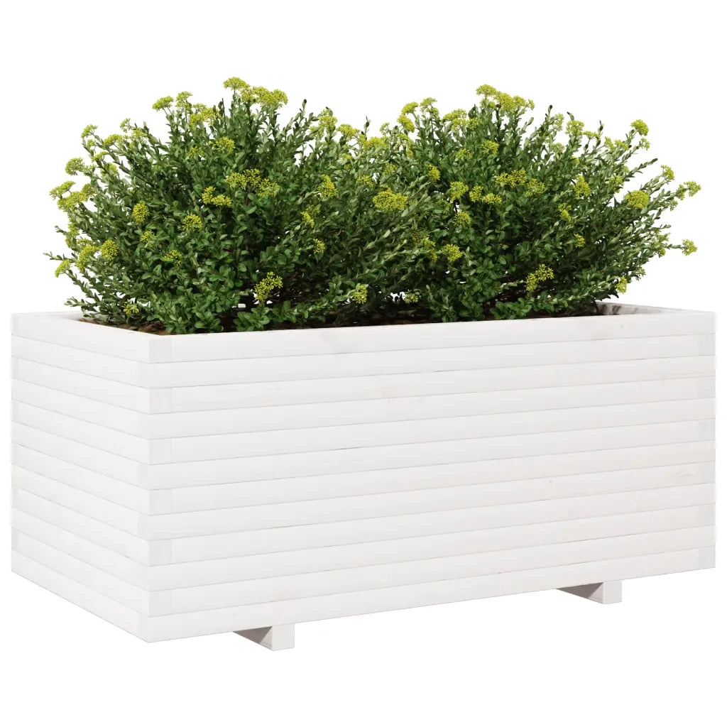 Fioriera da Giardino Bianca 110x60x49,5 cm Legno Massello Pino 3282570