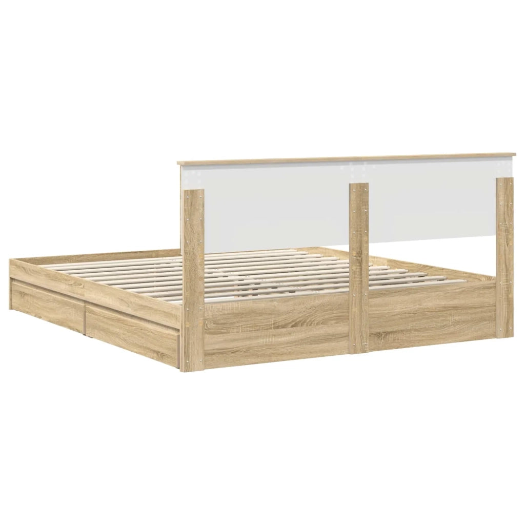 Letto con Contenitore con testiera Rovere Sonoma 180 x 200 cm 3408433