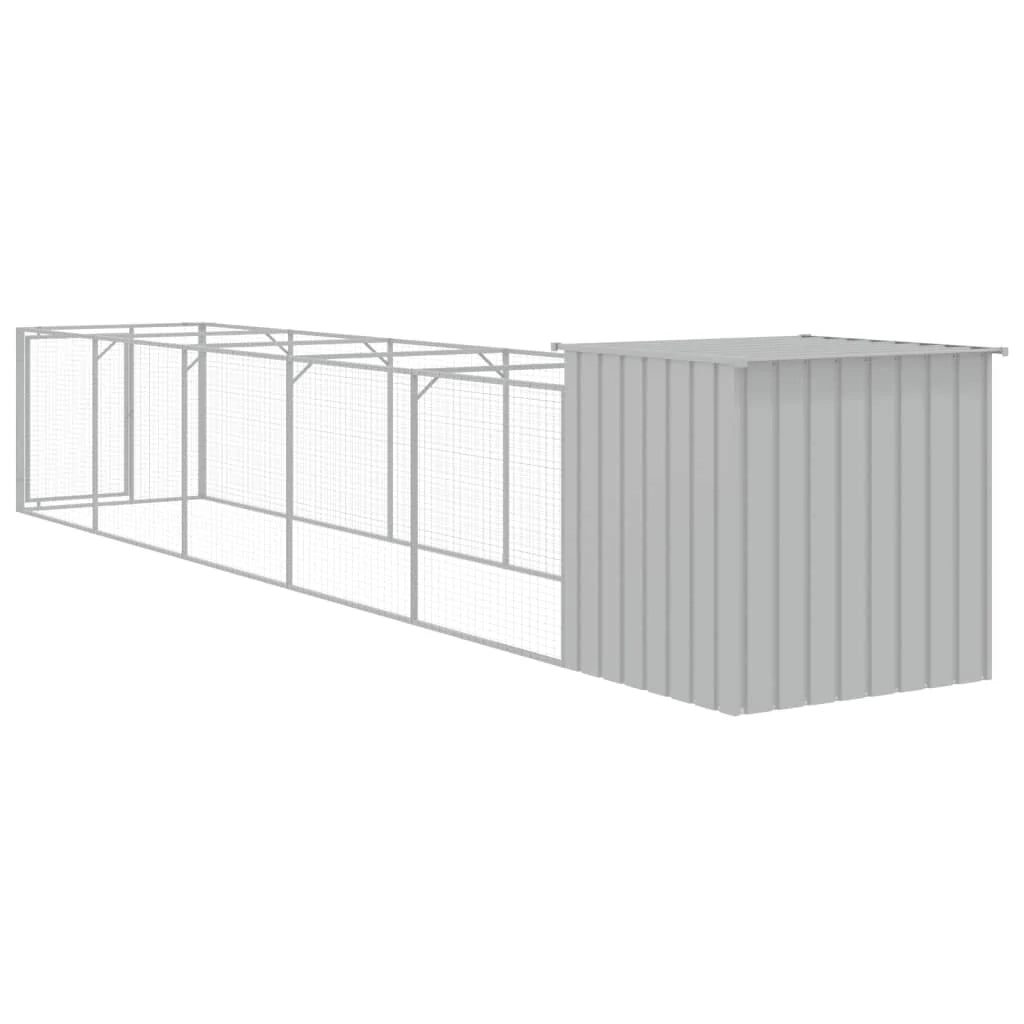 Cuccia per cani con cortile luminoso 110 x 609 x 110 cm grigio 02_0043492