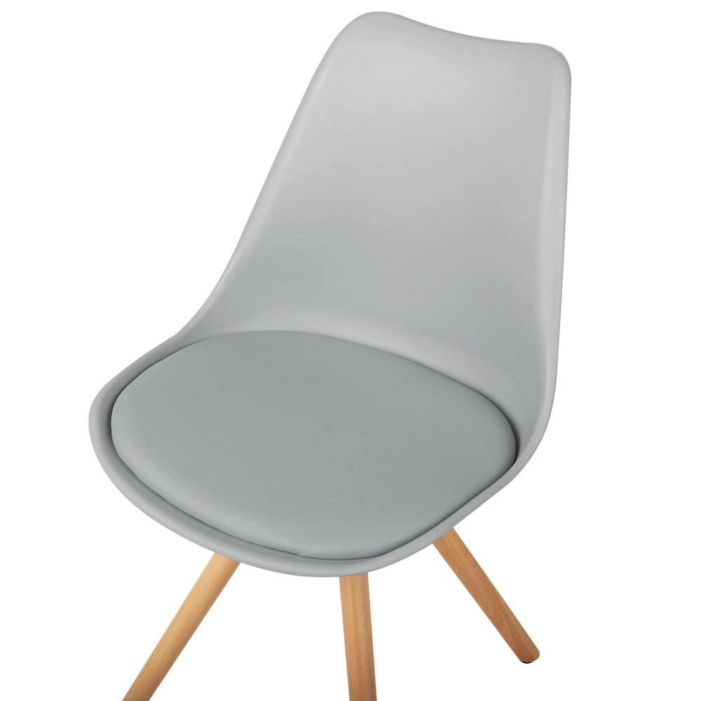 Set di 2 sedie da pranzo con sedile in ecopelle grigio gambe in legno eleganti