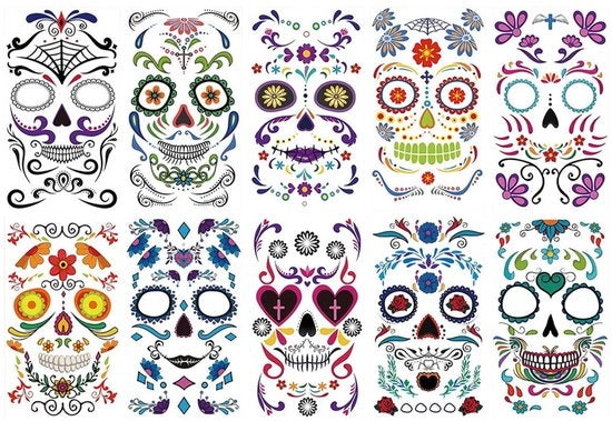 Decoração di Halloween a 10 pezzi con stencil per volti