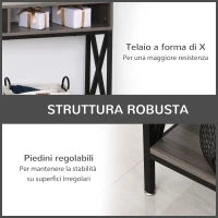 Tavolo Consolle Stile Vintage Industriale con 3 Ripiani e Telaio in Metallo, Grigio e Nero, 120x23.5x75cm