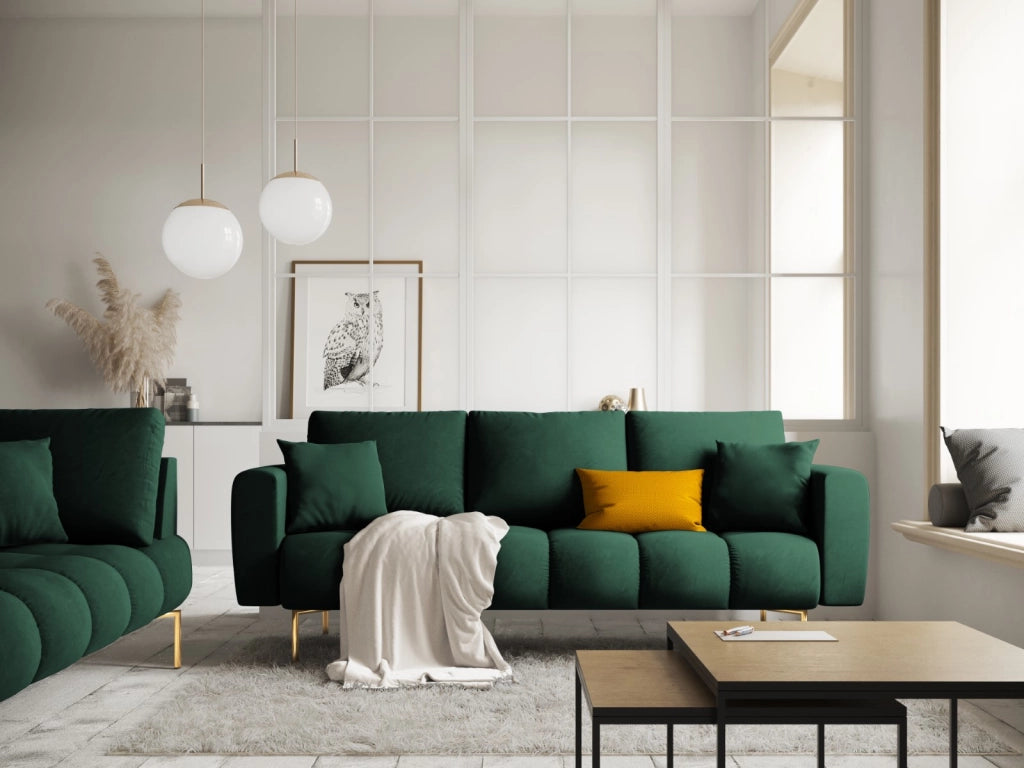 Cosmopolitan Design - Divano "Hastings" 3 posti in velluto verde bottiglia 