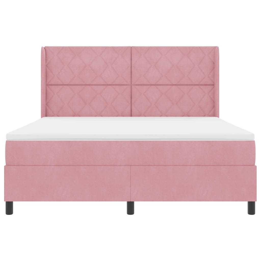 Letto a doghe con materasso e LED Rosa 180x200 cm Velluto