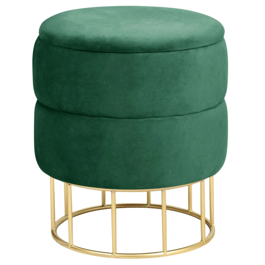 Pouf a scomparto rotonda in velluto trapuntato AKORD ELZA colore Verde bottiglia