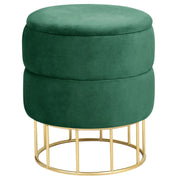 Pouf a scomparto rotonda in velluto trapuntato AKORD ELZA colore Verde bottiglia