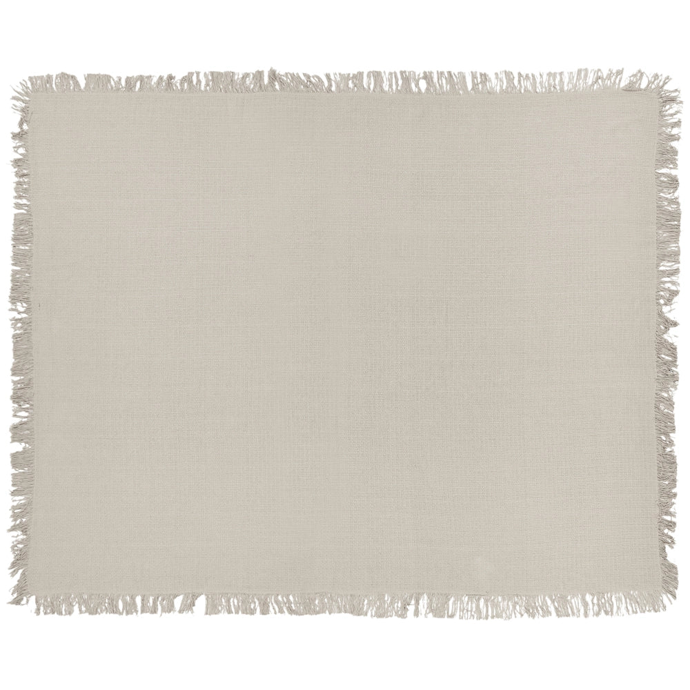 Copriletto grigio chiaro in tessuto di cotone 150 x 200 cm con frange Coperta decorativa Biancheria da letto design classico Camera da letto