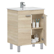 Polino, Mobile Sottolavabo 2 Ante, 60x45x80h cm Marrone Rovere