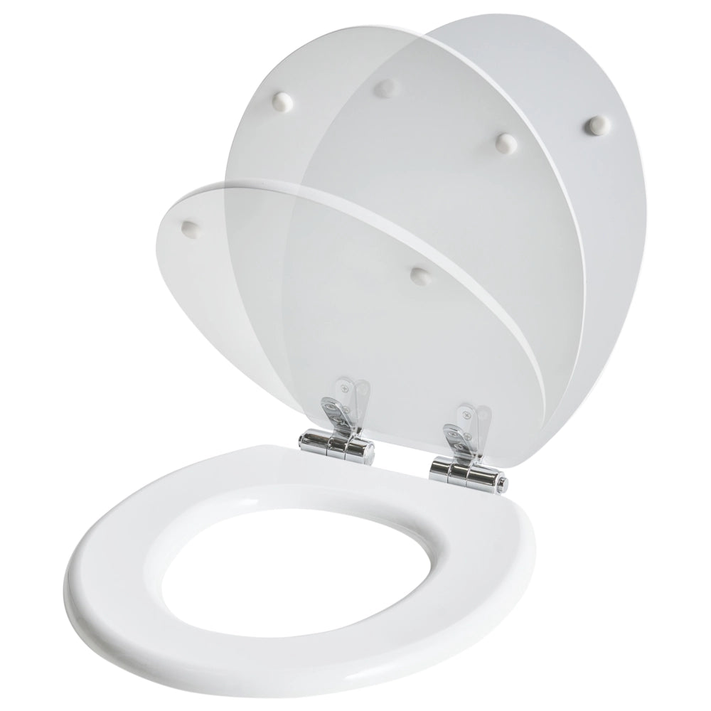 Sedile WC Soft Close MDF bianco lucido 46 x 38 cm Sistema di sgancio rapido Stile tradizionale WC bagno