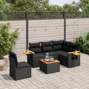 Set Divano da Giardino 6 pz con Cuscini Nero in Polyrattan 3226818