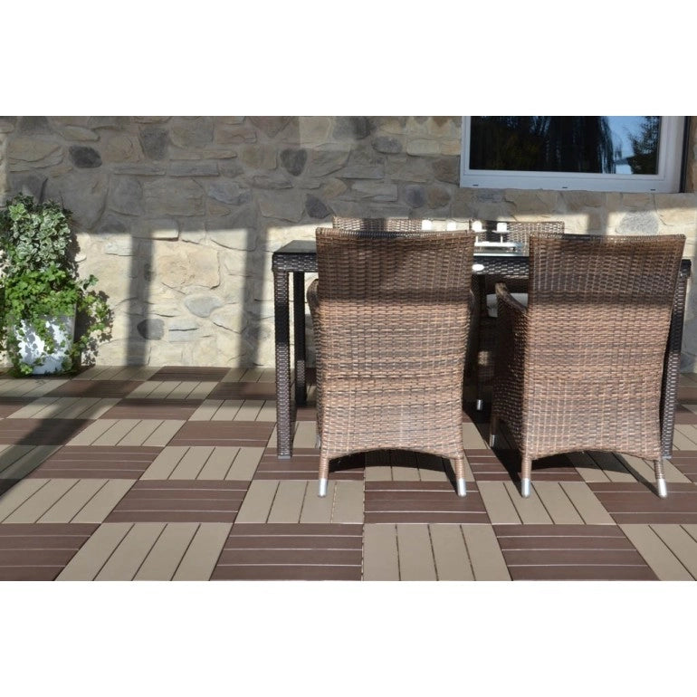 Piastrelle autobloccanti in Plastica con Finitura ad Effetto Legno 37,7 x 18,6 cm da Interno Esterno e Giardinoi PEZZI 8 Colore: #866b56