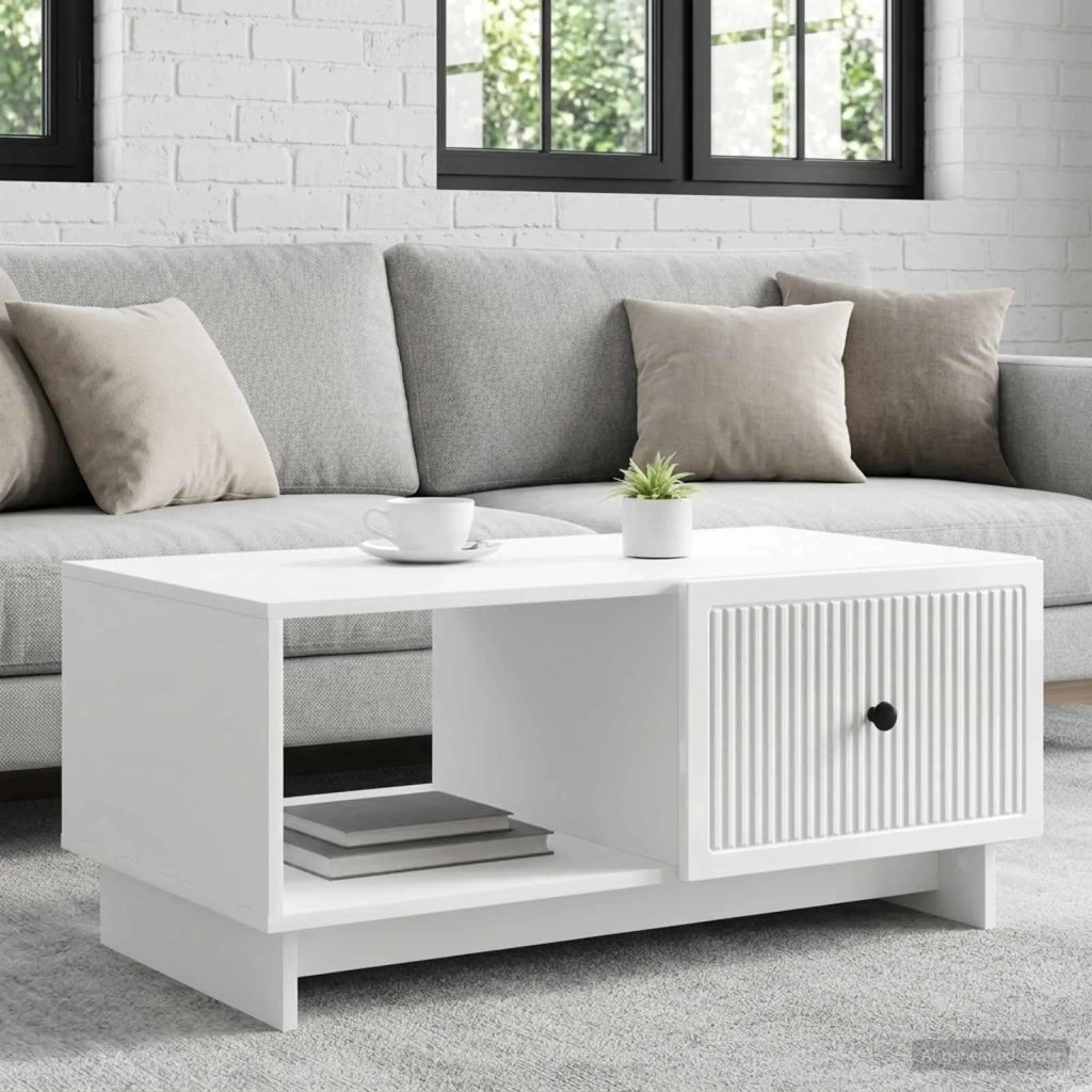 Tavolino da salotto Bianco Lucido 90 x 50 x 40 cm 894039