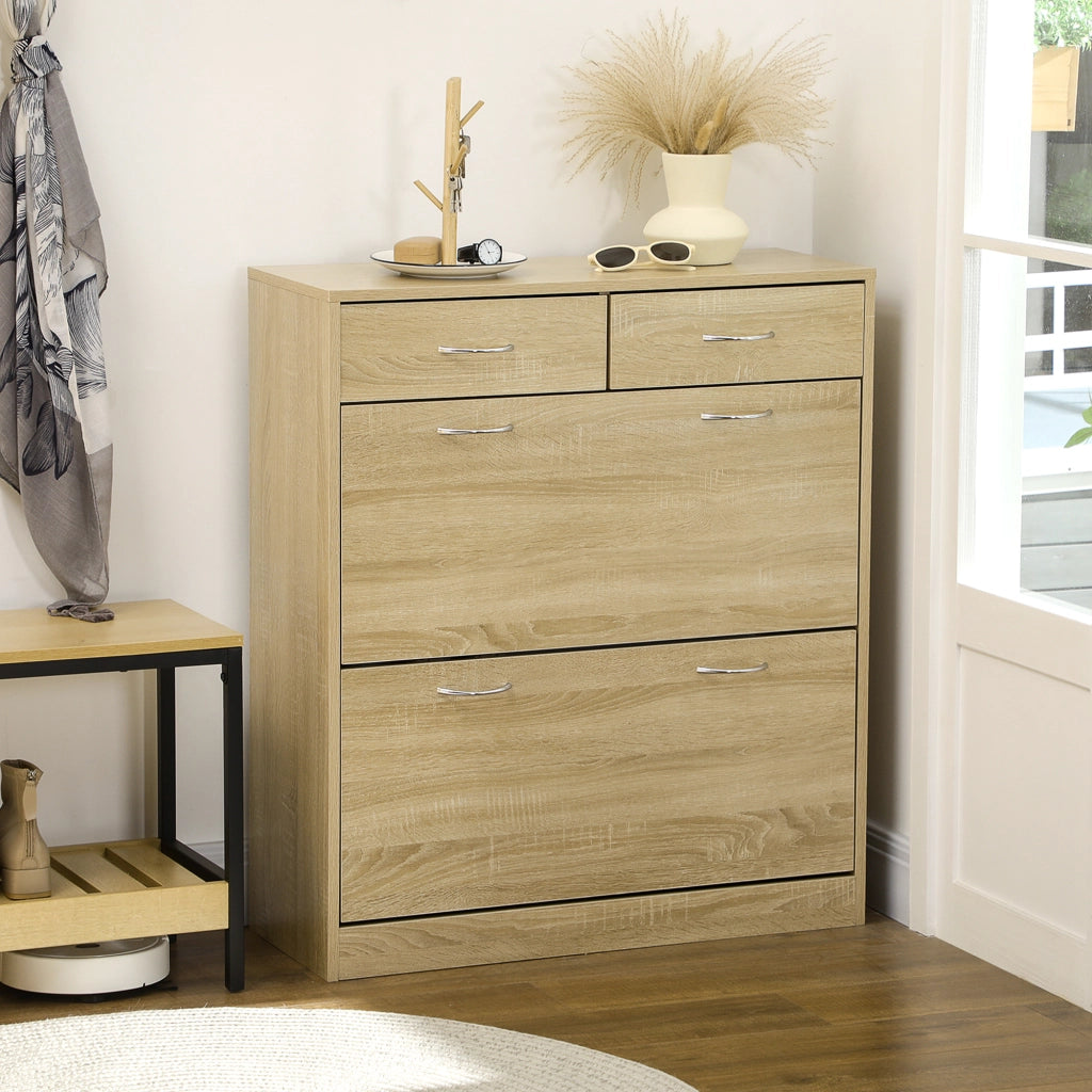 Scarpiera con Cassetti e Ante ¨C Zephmum ¨C Legno Naturale 80x30x91.5 cm