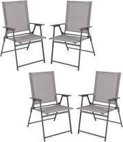 Sedie Pieghevoli, Set di 4 Sedie da Campeggio Portatili con Schienale Alto, Carico fino a 150kg, Sedia da Esterno con Serratura di Sicurezza, per Giardino, Terrazzo, Spiaggia