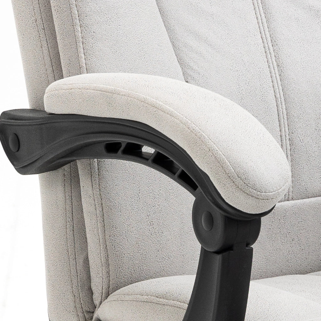 Sedia da ufficio ergonomica massaggiante con poggiapiedi regolabile e riscaldamento lombare in poliestere grigio chiaro