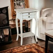 Porta telefono Comodino in legno Shabby chic mod francesino bianco anticato