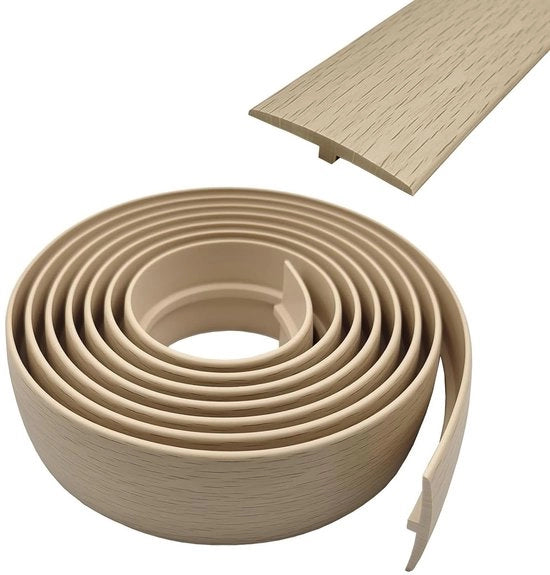 Profilo di transizione autofibroso 50 mm largo, striscia di transizione a T flessibile per pavimenti in laminato, MDF e legno, 5 m di lunghezza, ideale per finiture a secco e transizioni di pavimento