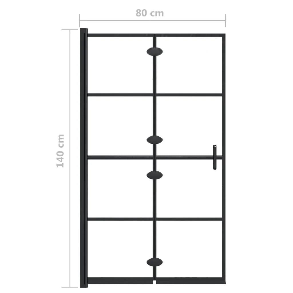 Box doccia pieghevole parete divisoria per vasca parete doccia cabina per vasca bagno casa interno ESG 80 x 140 cm nero 02_0002016