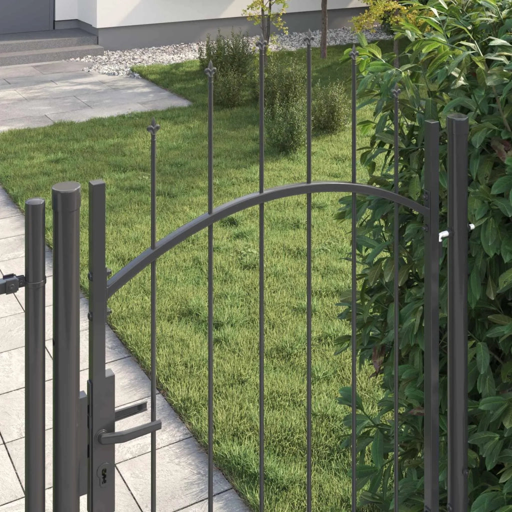 Cancello da giardino con blocco Grigio 175 x 100 cm Acciaio 42008900