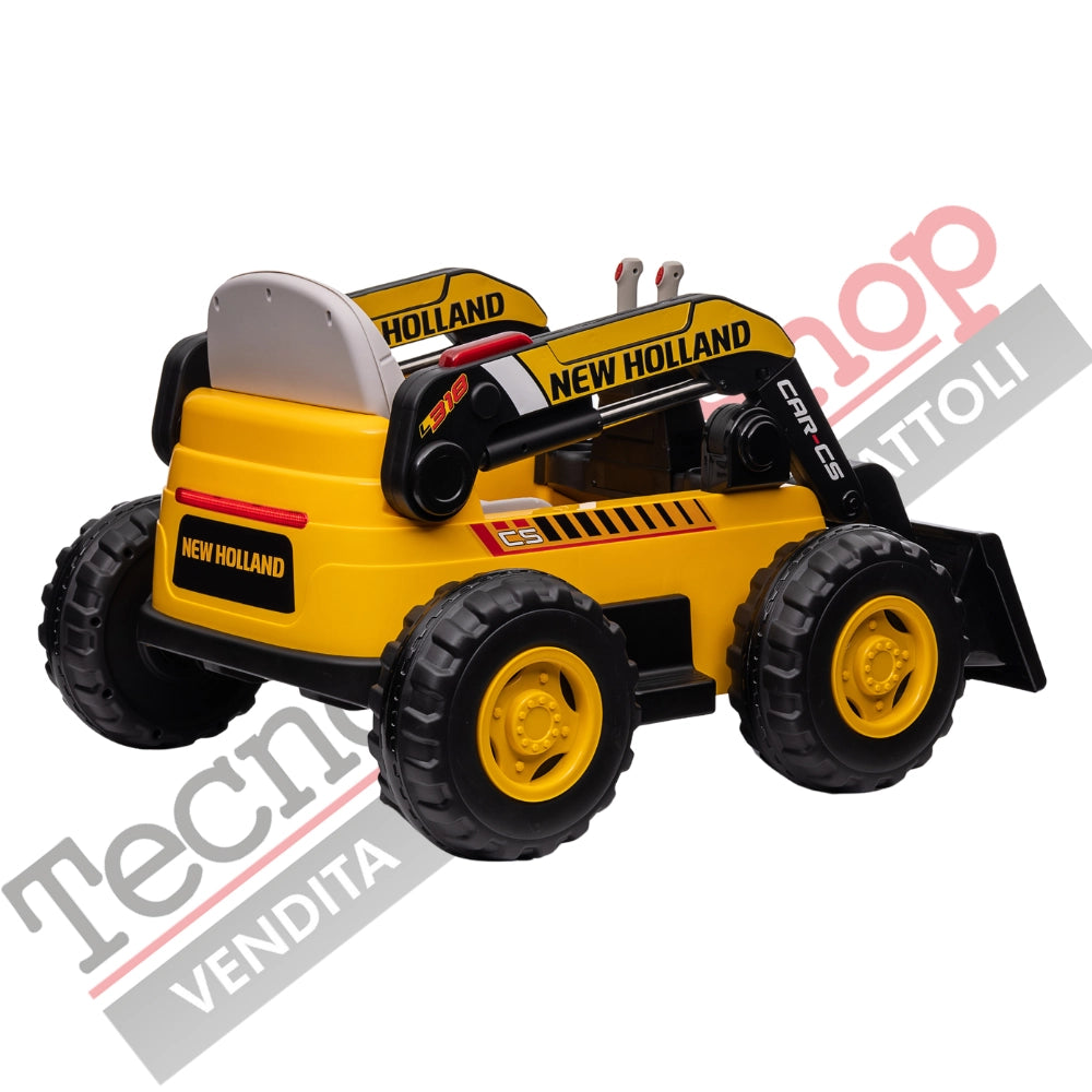 Trattore New Holland Ruspa Elettrica Pala Meccanica Per Bambini 12V con Radiocomando