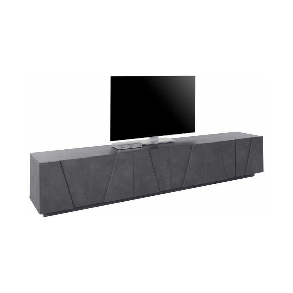 Mobile da soggiorno Porta Aemilor, Made in Italy, Credenza per Aemilor da salotto a 6 antine battenti con dettaglio, cm 244x44h46, Grigio Ardesia
