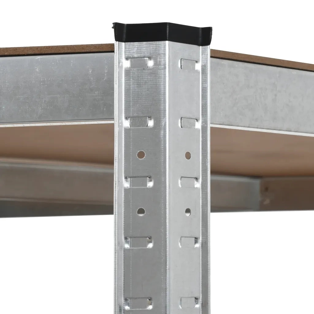 Scaffale Angolare 5 Ripiani Argento Acciaio e Legno Multistrato CFW6834540
