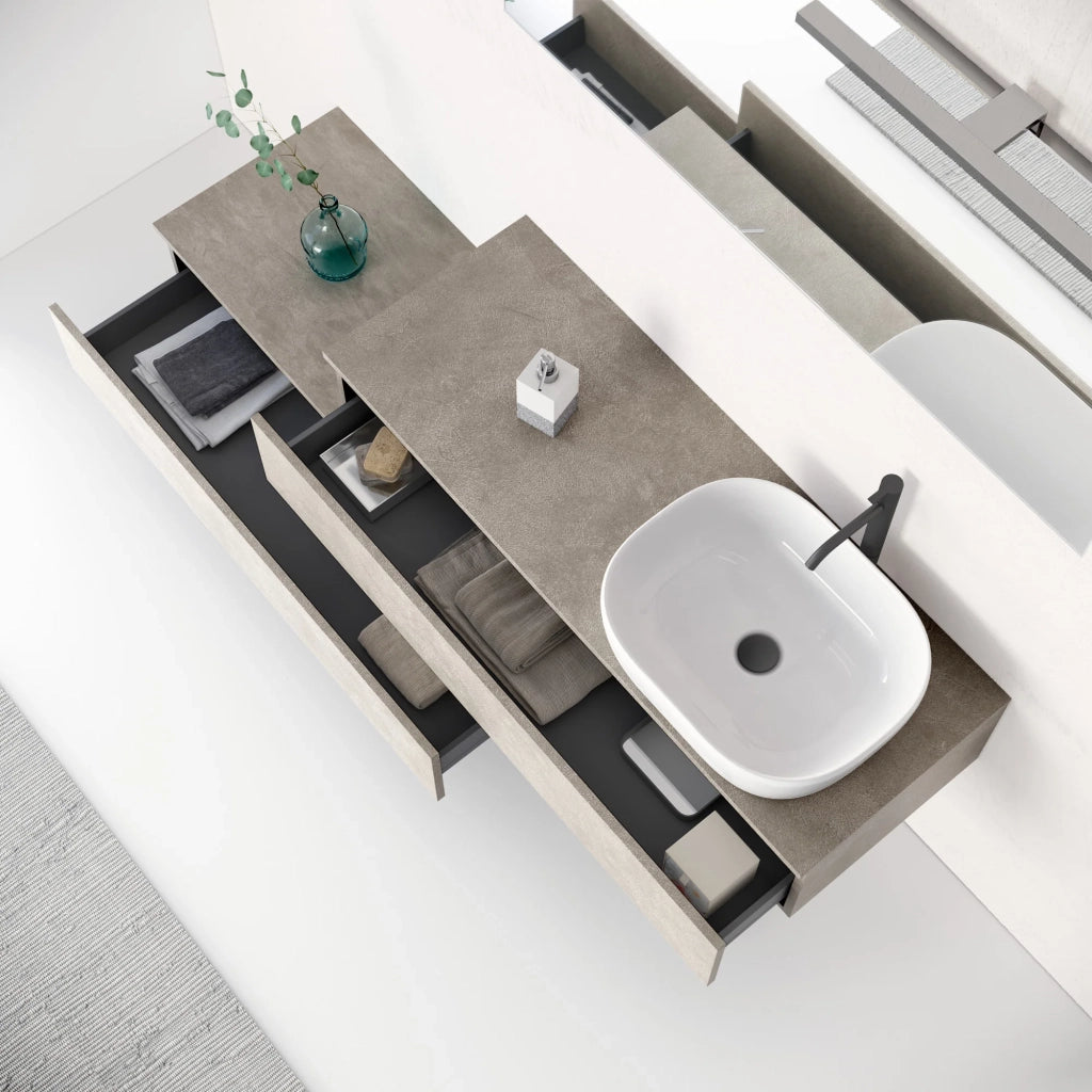 Composizione 5 pezzi ASTRA avana pietra_140x45x190