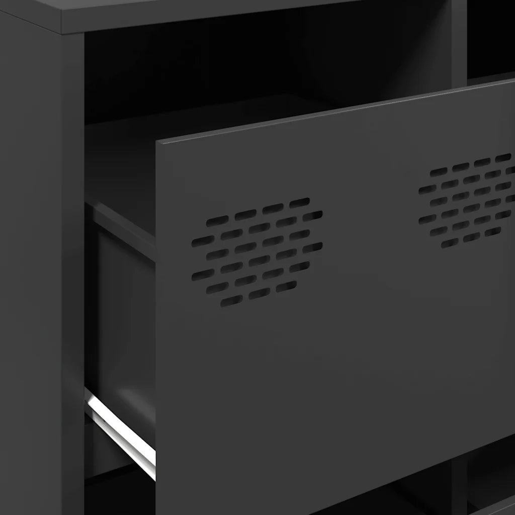 Credenza Nera 135x39x73,5 cm in Acciaio Laminato a Freddo 3307167