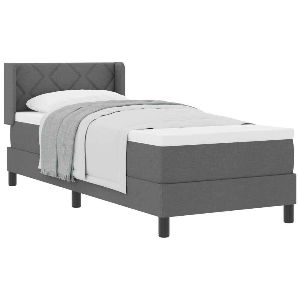 Letto con Box Spring  con Materasso Grigio Scuro 80x200 cm Tessuto