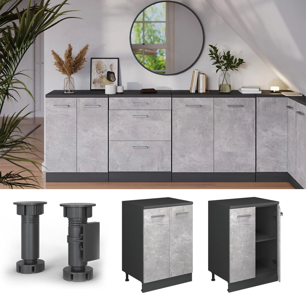 Mobile per mansarda Rion Calcestruzzo/Antracite 60 x 83.8 cm senza inclinazione con 2 ante Vicco
