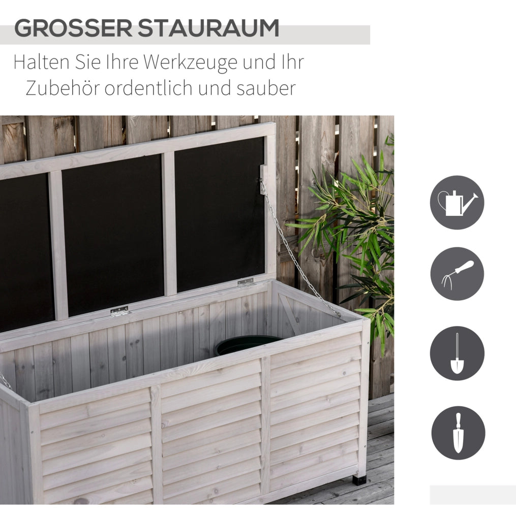 Cassapanca da giardino in legno grigio chiaro 127x56x60 cm