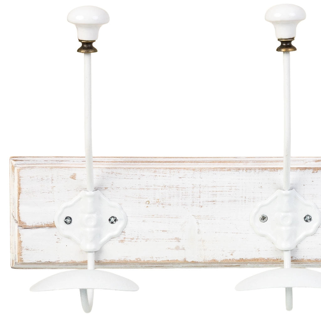 Appendiabiti da parete in legno con 4 ganci 52x1,3x8h cm