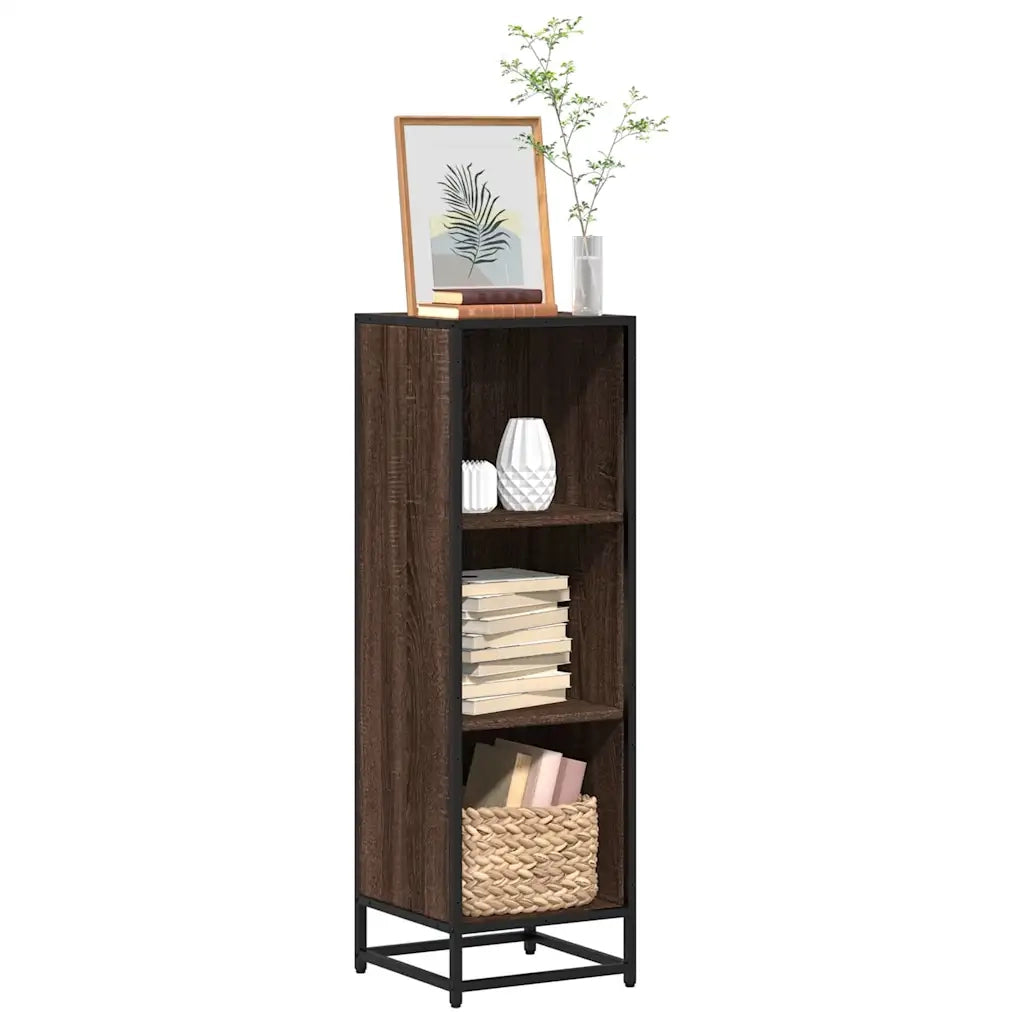 Libreria-Scaffale per Libri-Mobile di Stoccaggio Rovere Marrone 33,5x33x107,5 cm in Legno Multistrato