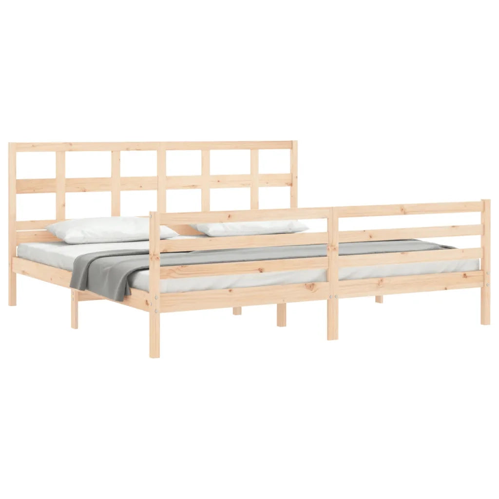 Giroletto con Testiera-Struttura Letto con testiera 200x200 cm in Legno Massello 634908
