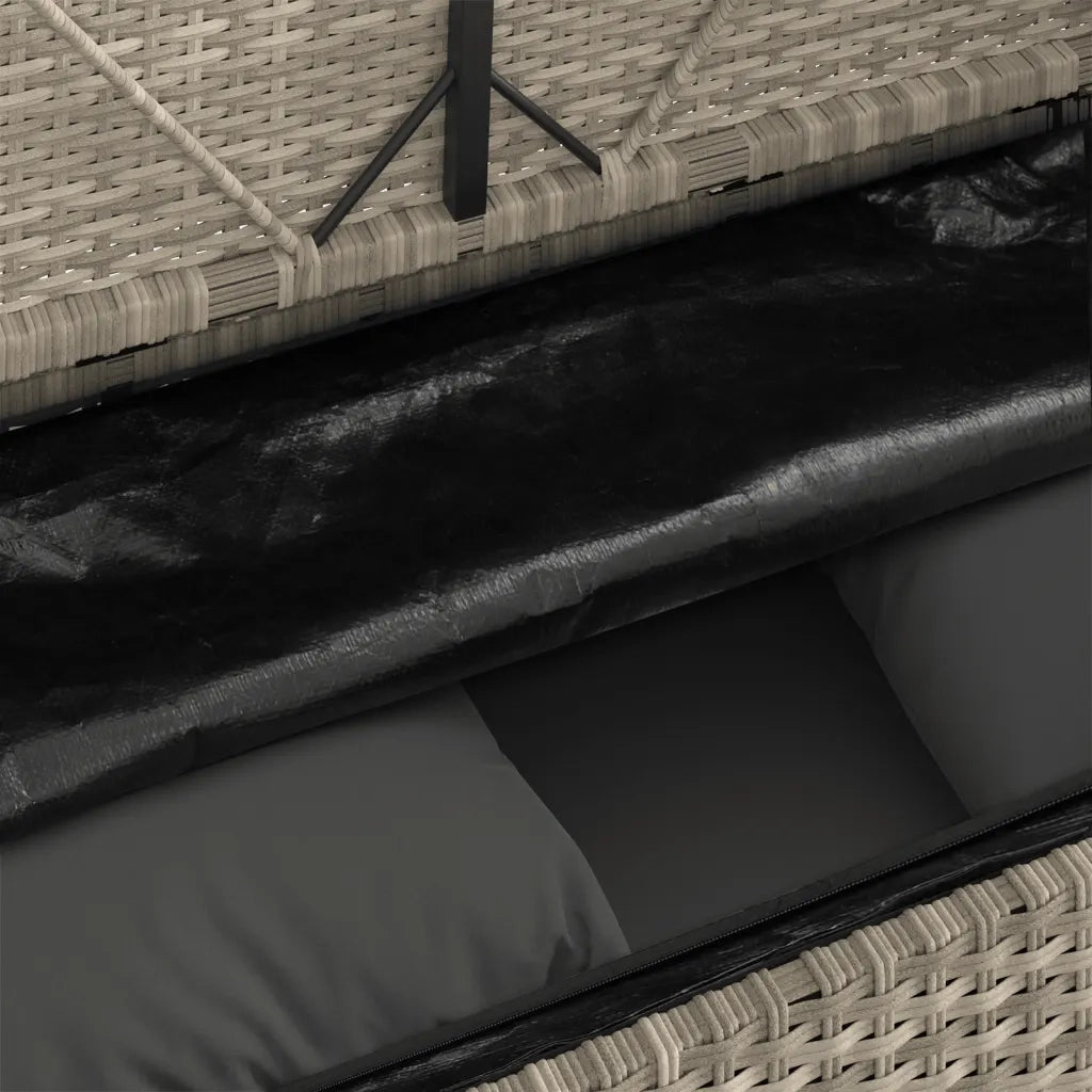 Panca da Giardino con Cuscini Grigio Chiaro in Polyrattan 365766