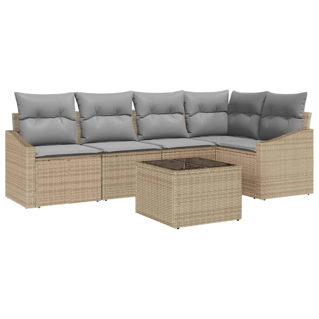 Set Divano da Giardino 6 pcs Beige e Grigio Chiaro polyrattan 3355399