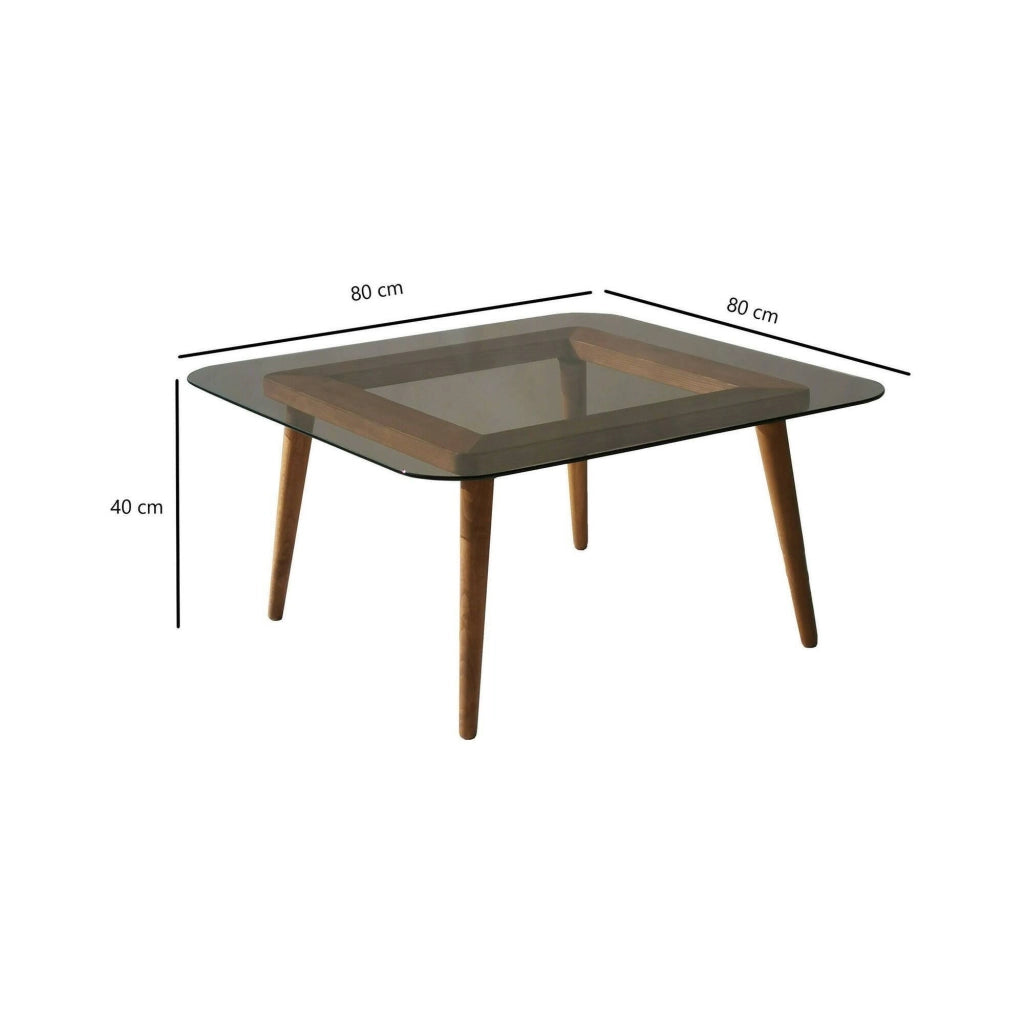 Mezzagno, Tavolino da Salotto Effetto Fume, 80x80x40h cm Marrone Bronzo