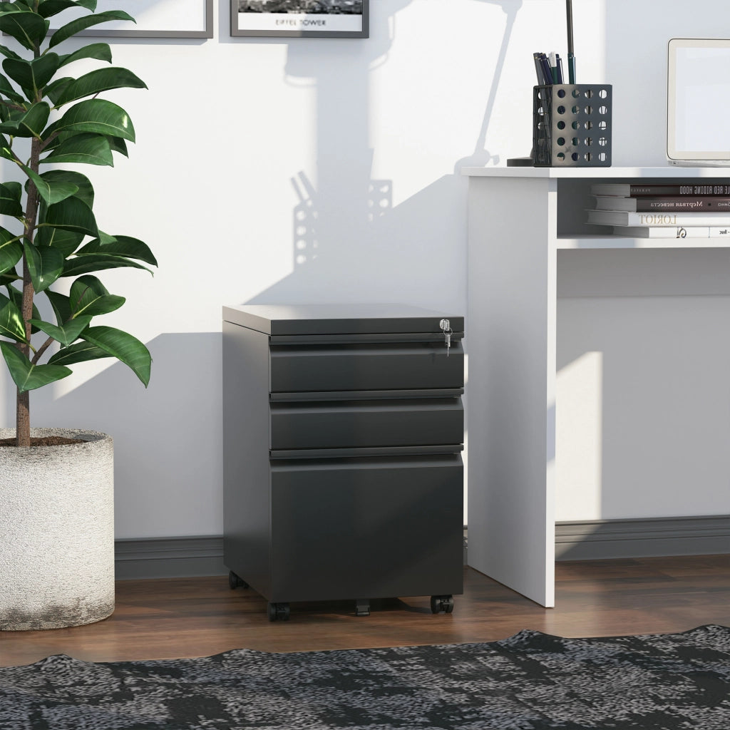 Carrello mobile con 3 cassetti ¨C zephmum ¨C nero, acciaio, 39x48x60 cm