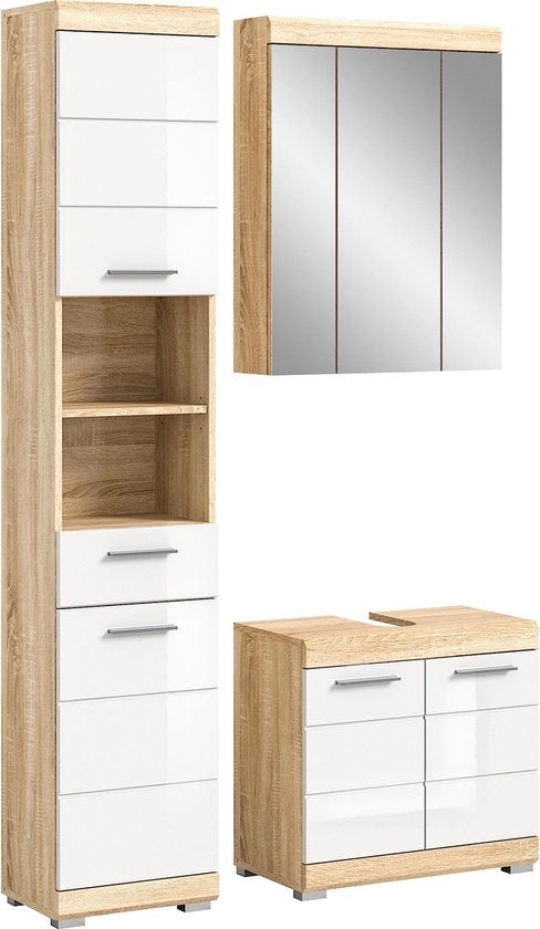 Set di vasca in eucalipto - Lavorato legno - Set di specchiatura - Certificato FSC - Eucalipto - 140cm x 66cm x 30cm