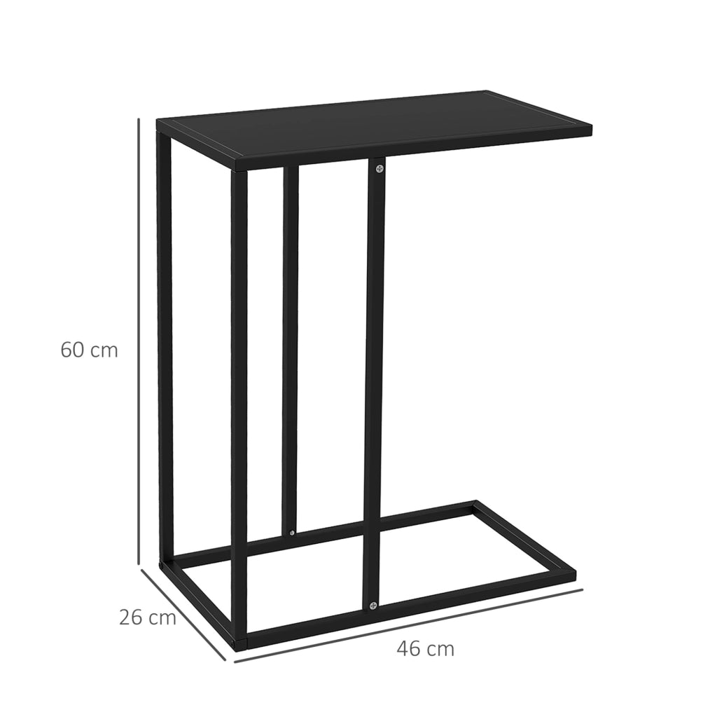 Tavolino laterale a C in acciaio nero 46 x 26 x 60 cm
